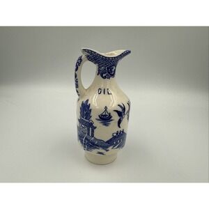 Japanese Oil Cruet Pitcher Blue & White Antique